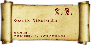 Kozsik Nikoletta névjegykártya